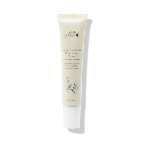 Green Tea EGCG Concentrate Cream, 100% Pure, pale green tube with a white cap on a white background
