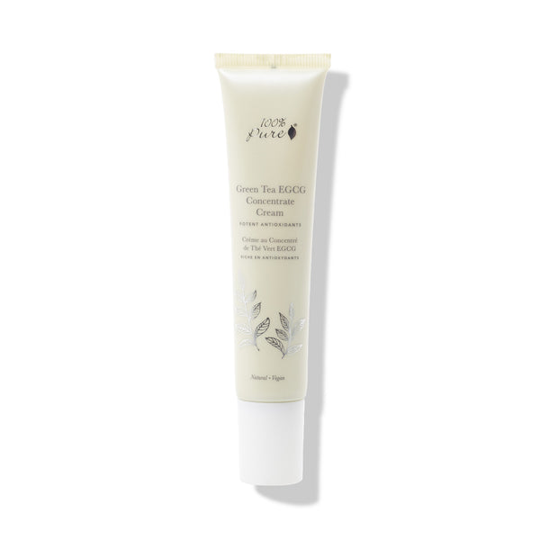 Green Tea EGCG Concentrate Cream, 100% Pure, pale green tube with a white cap on a white background