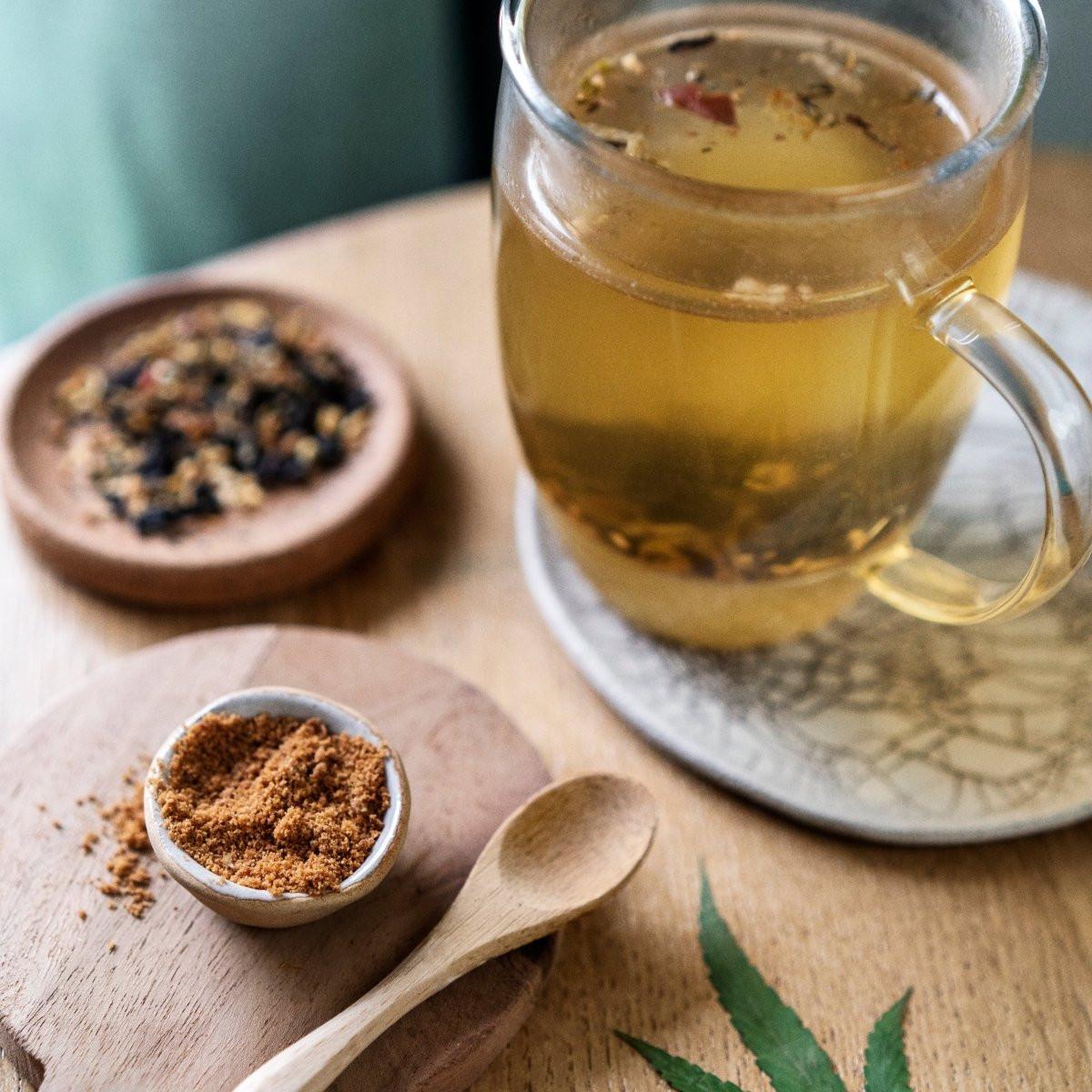 Ho Karan Infusion OKLM — CBD and salted butter caramel herbal tea packaging | Botā