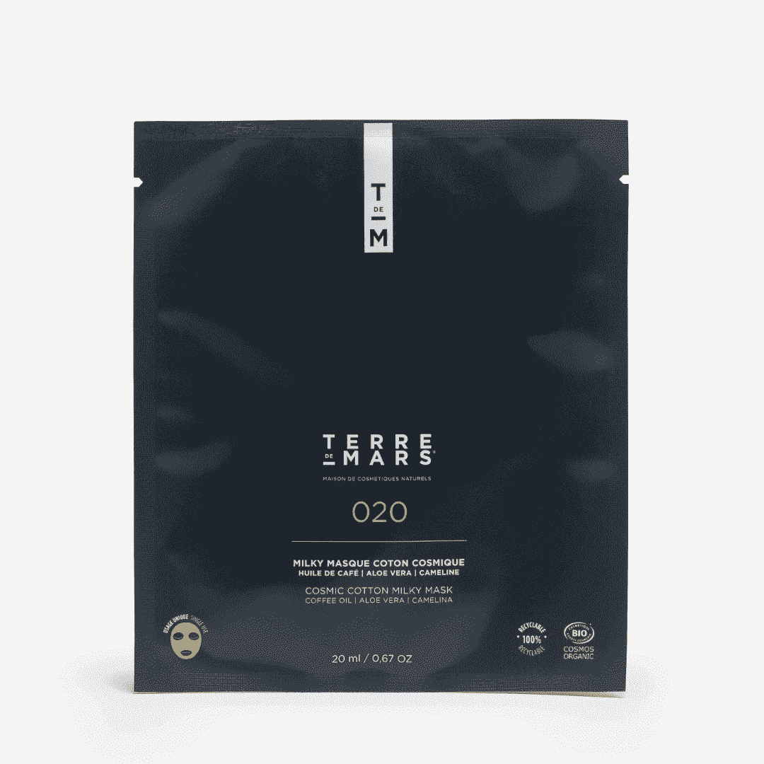 Terre de Mars organic cotton face mask coffee oil camelina biodegradable French beauty sustainable eco-luxury Botā France UK