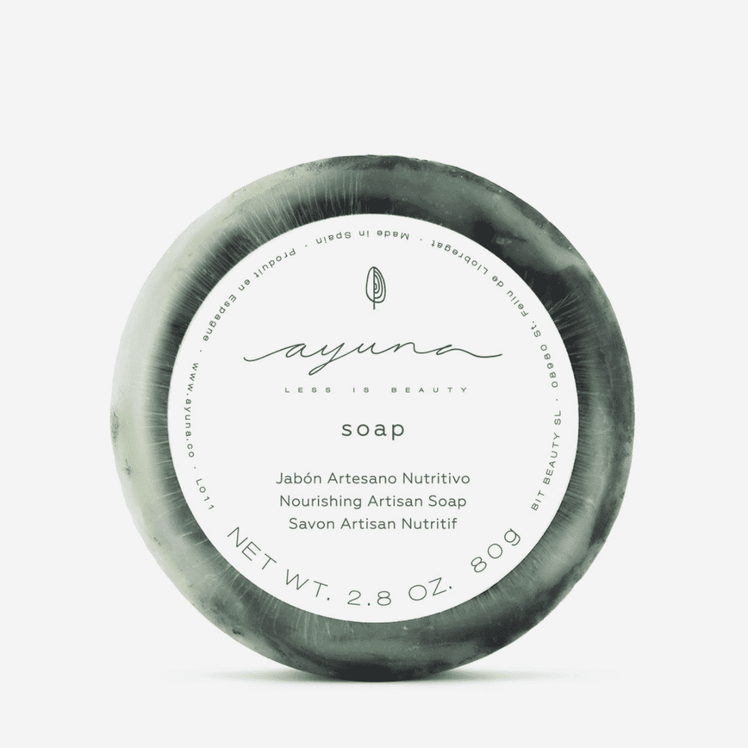 Ayuna natural facial soap bar clean beauty gentle cleansing organic skincare botanicals borage olive coconut oils UK France