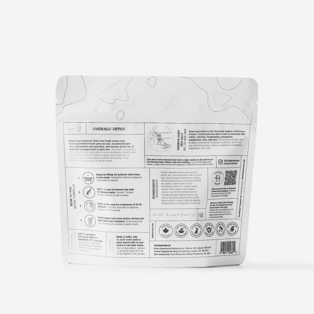 Bathorium emerald detox clay bath soak natural mineral bath luxury spa experience skin purification UK Botā France UK