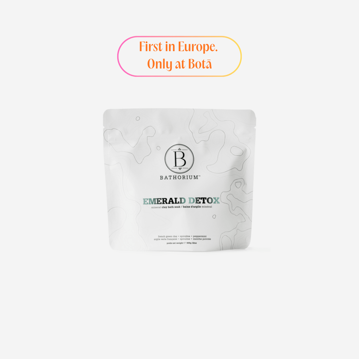 Bathorium Emerald Detox Mineral Bath Soak — French green clay detoxifying bath soak | Botā