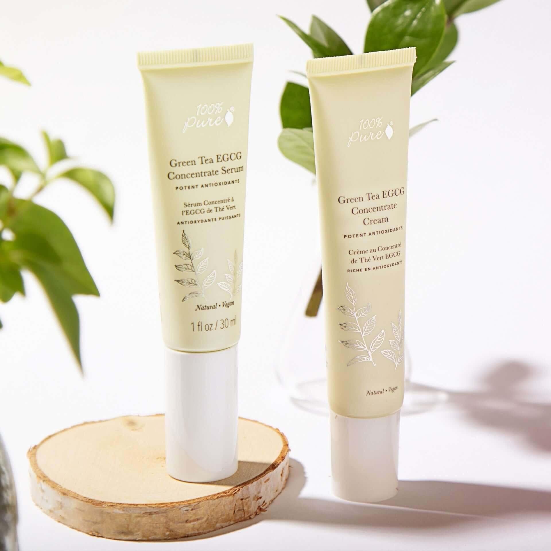 100Pure Anti-aging face cream with green tea antioxidants hydrating moisturizer with EGCG Botā France UK