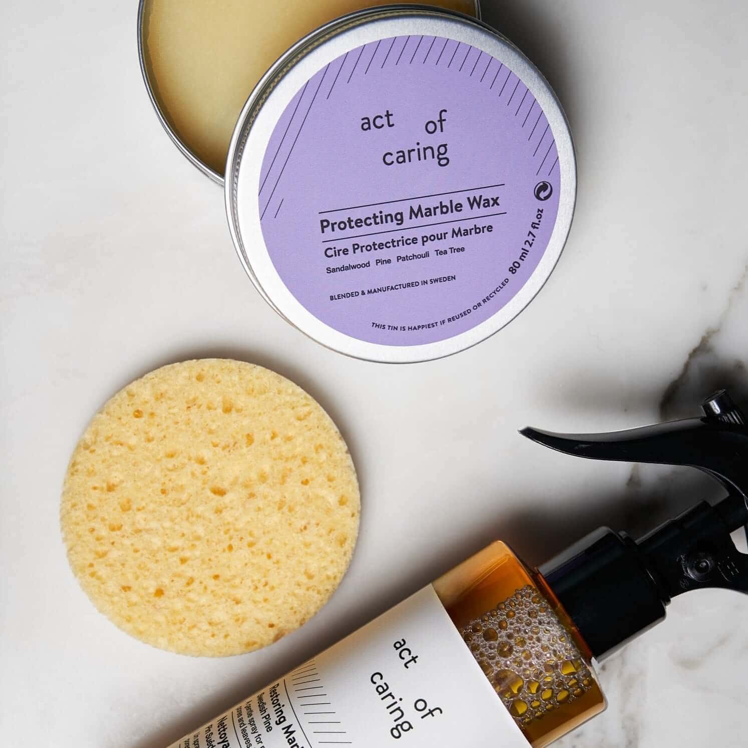 Act of Caring natural marble wax eco-friendly stone care non-toxic protection fine stone marble preservation bota france uk