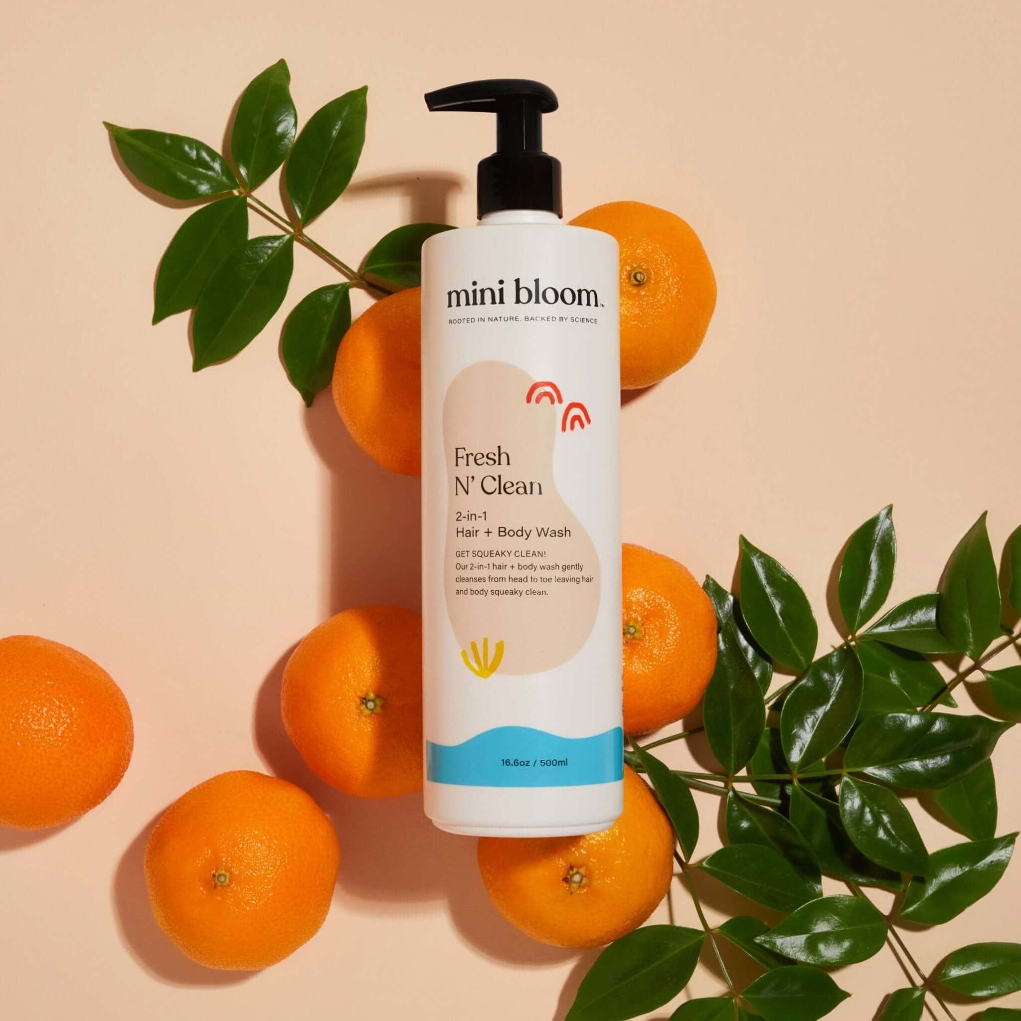 Mini Bloom gentle and natural hair and body wash Non-toxic baby wellness products Botā France UK sensitive skin