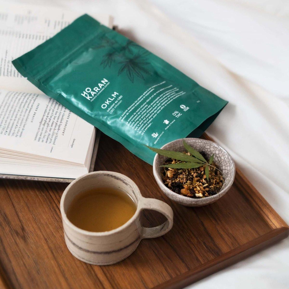 Ho Karan Infusion OKLM — CBD and salted butter caramel herbal tea packaging | Botā