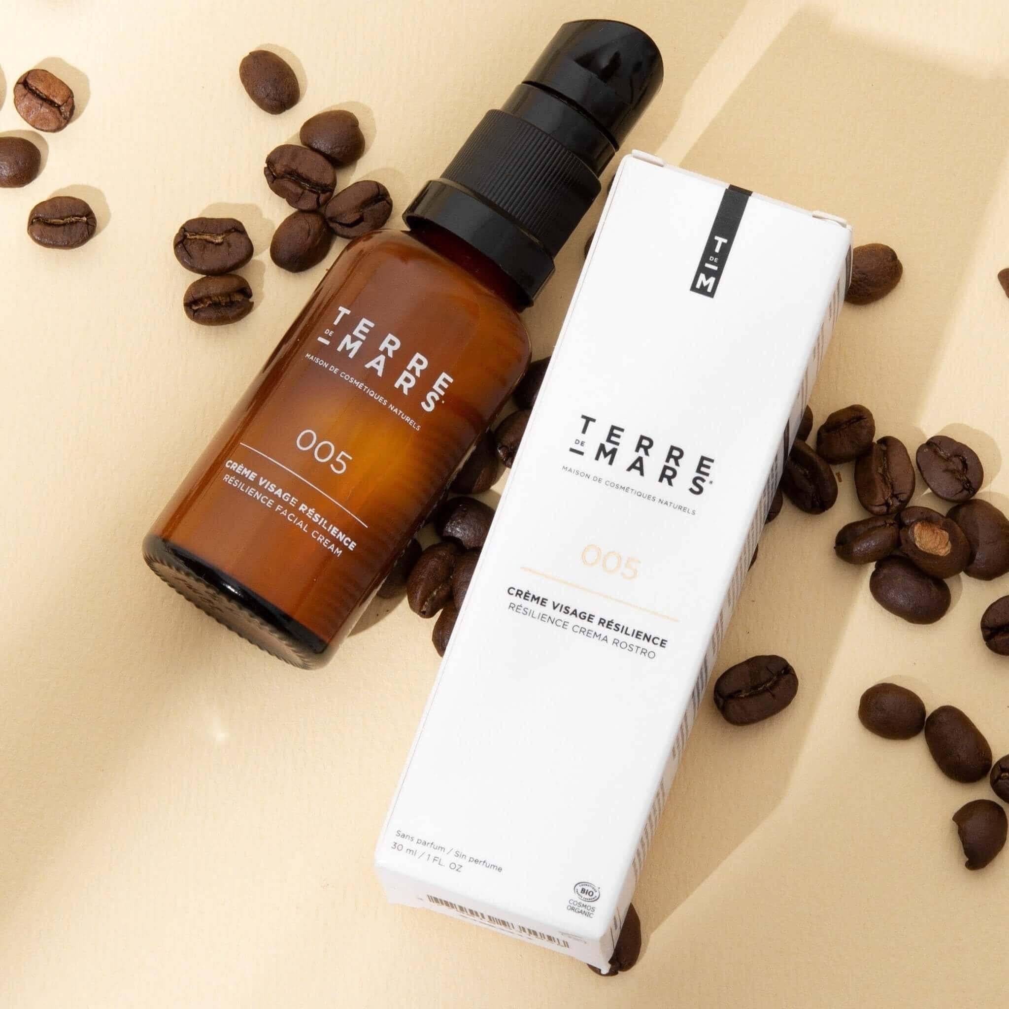 Terre de Mars coffee anti-aging face cream organic hyaluronic acid French skincare premium plumping protection Botā France UK