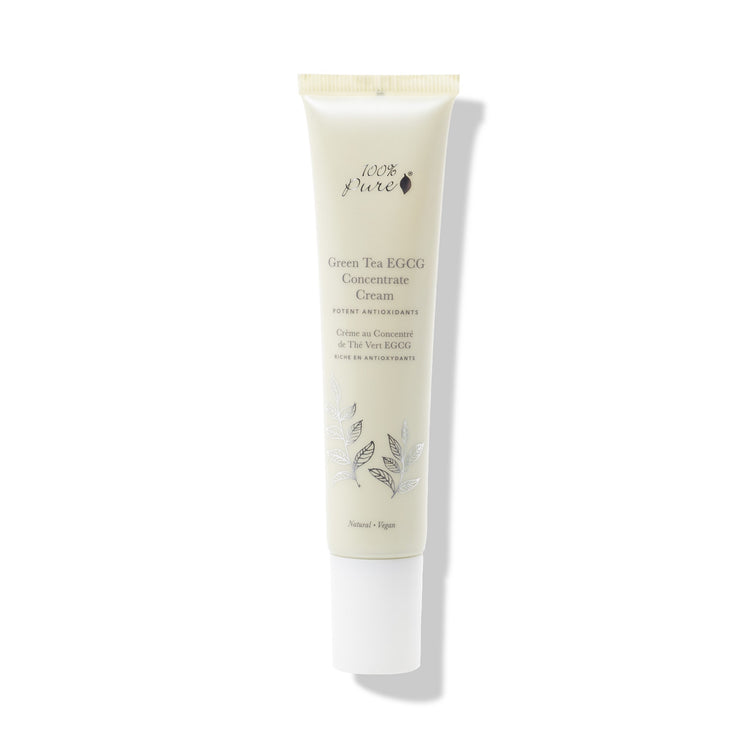 Green Tea EGCG Concentrate Cream, 100% Pure, pale green tube with a white cap on a white background