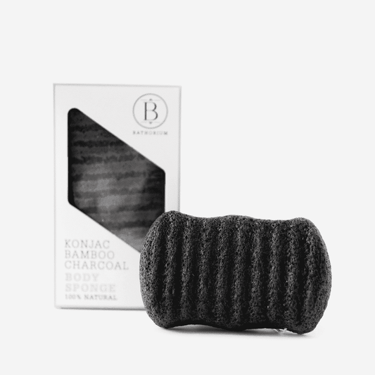 Bathorium Konjac Bamboo Charcoal Body Sponge — natural charcoal-infused exfoliating body sponge | Botā