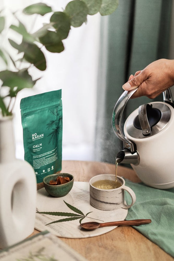 CEC0515Ho Karan OKLM CBD infusion served in a cup, French hemp wellness ritual curated by Botā6_copie