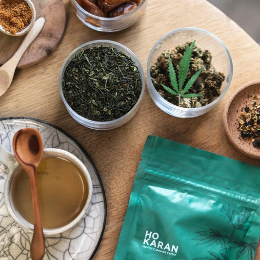 Ho Karan Infusion OKLM — CBD and salted butter caramel herbal tea packaging | Botā
