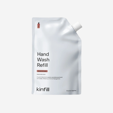 Kinfill hand wash refill pouch in Santal and Cedar, 500ml | Botā