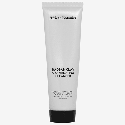 African Botanics Baobab Clay Oxygenating Cleanser — purifying gel cleanser in a glass bottle | Botā