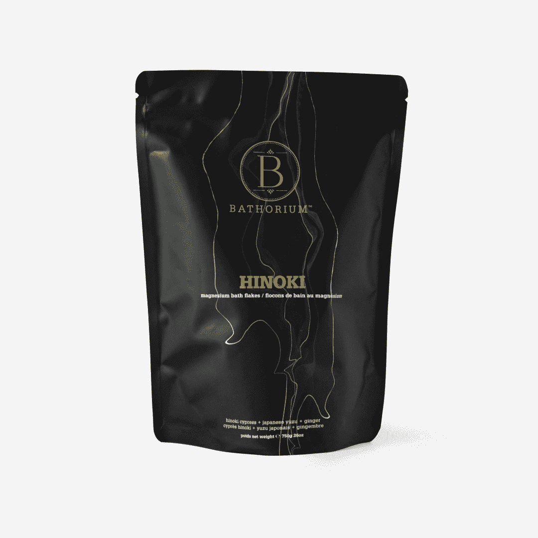 Bathorium magnesium bath soak stress relief natural muscle relaxation Hinoki meditative wellness bathing France UK