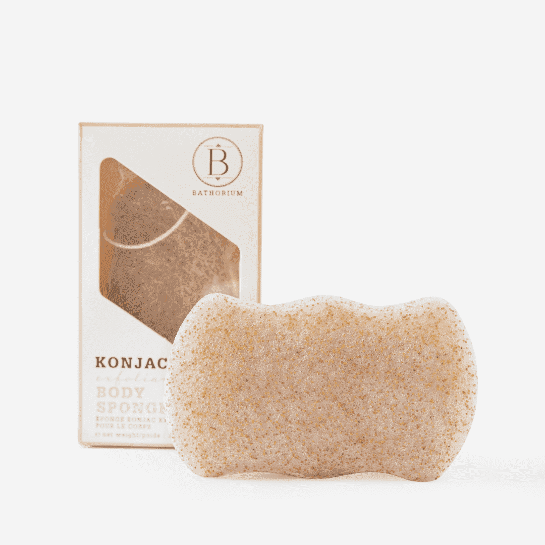 Bathorium konjac walnut shell exfoliating body sponge natural body exfoliator smooth skin gentle daily exfoliation France UK