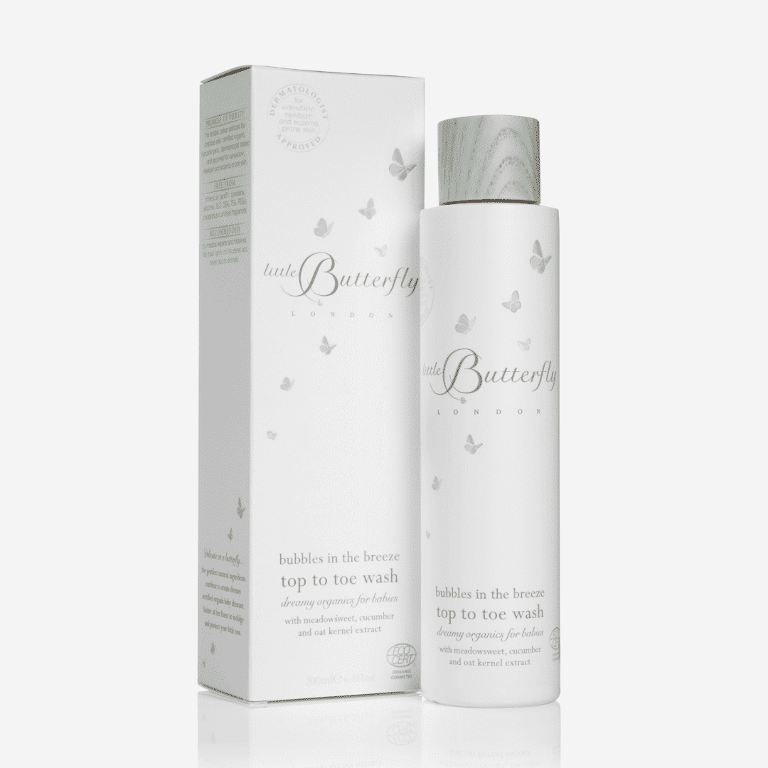 Little Butterfly organic baby body wash gentle hair body cleanser all-in-one organic baby bath products Botā France UK