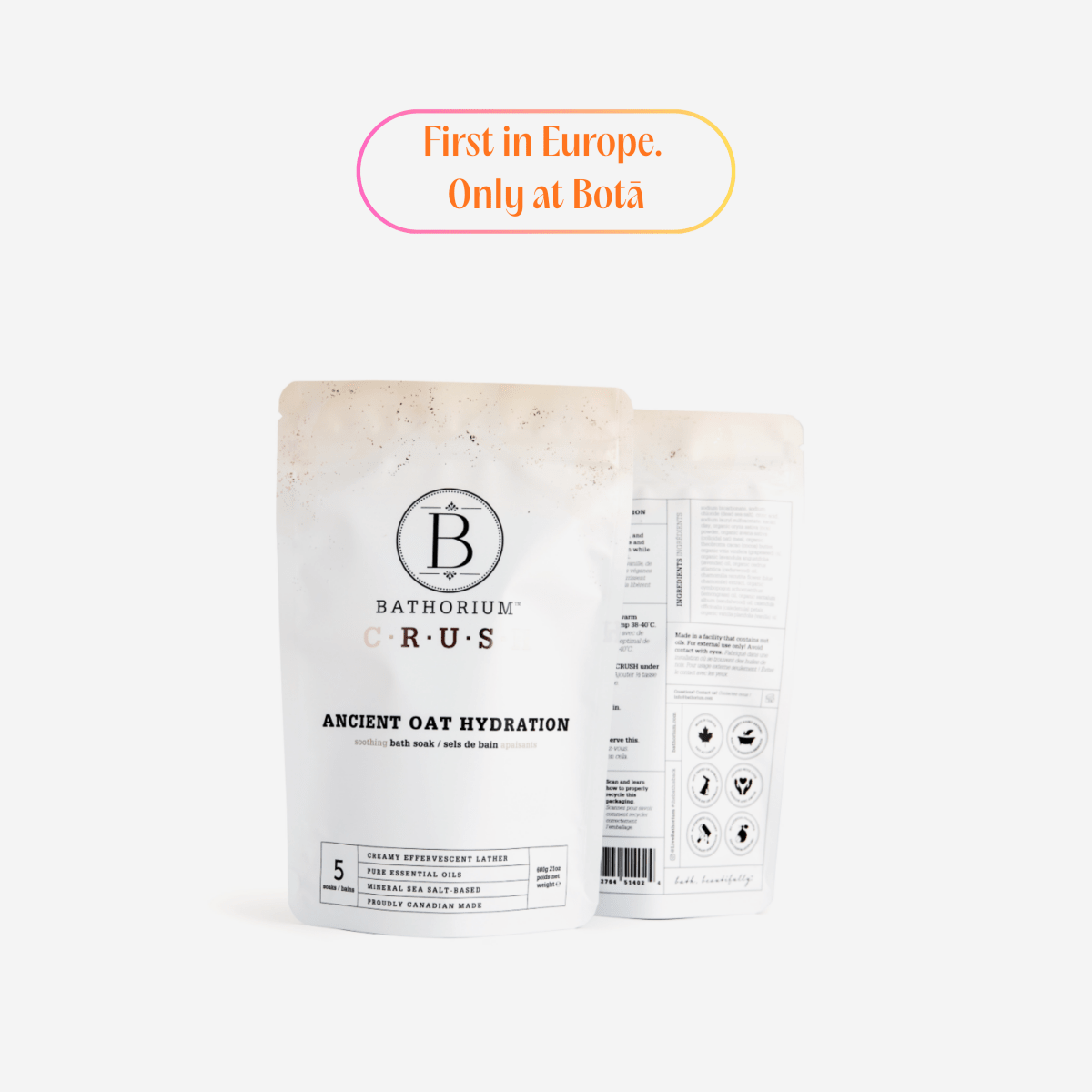 Bathorium Crush Ancient Oat Hydration — colloidal oatmeal and milk bath soak for sensitive skin | Botā