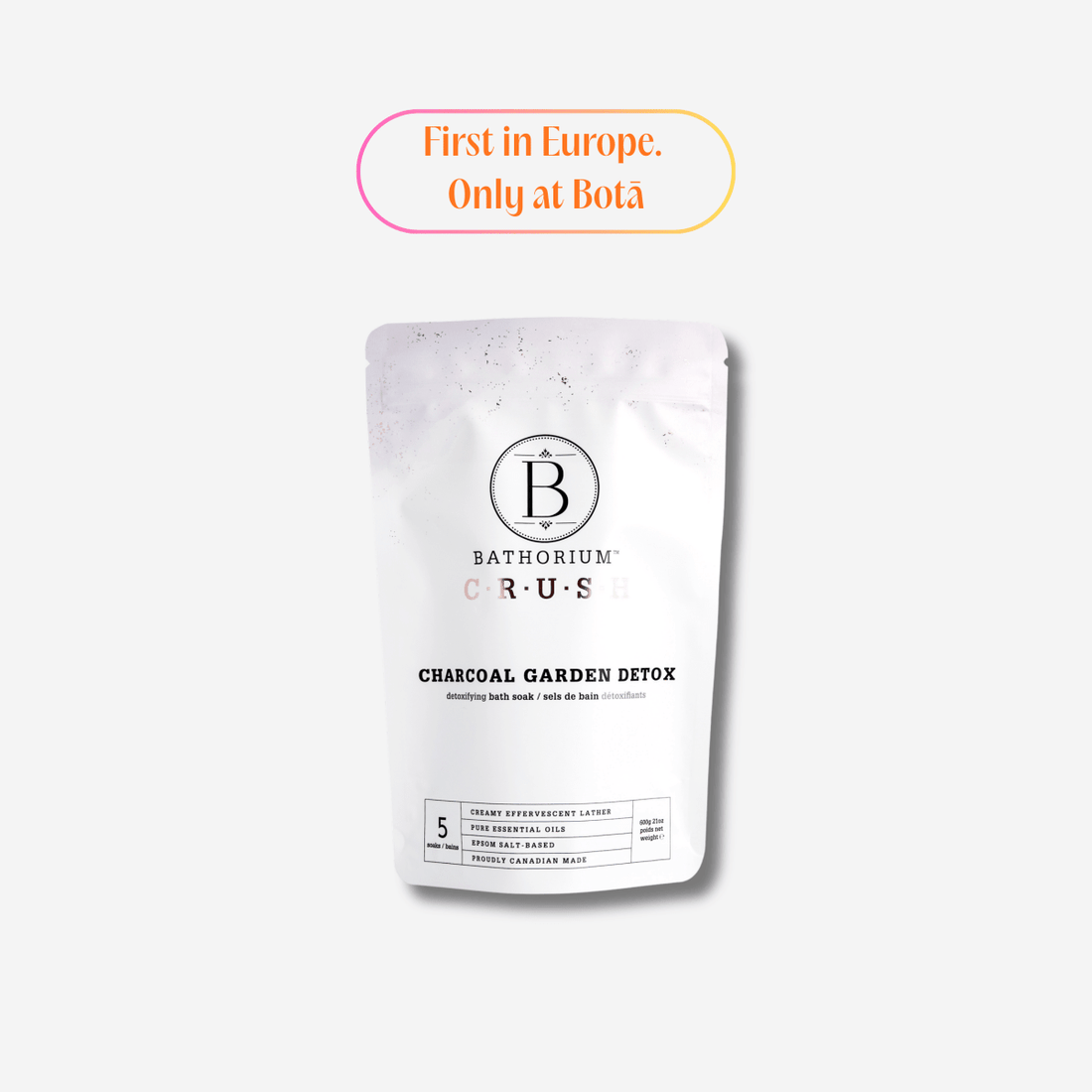 Bathorium Crush detox bath soak activated charcoal body detox natural wellness bathing charcoal organic Botā France UK