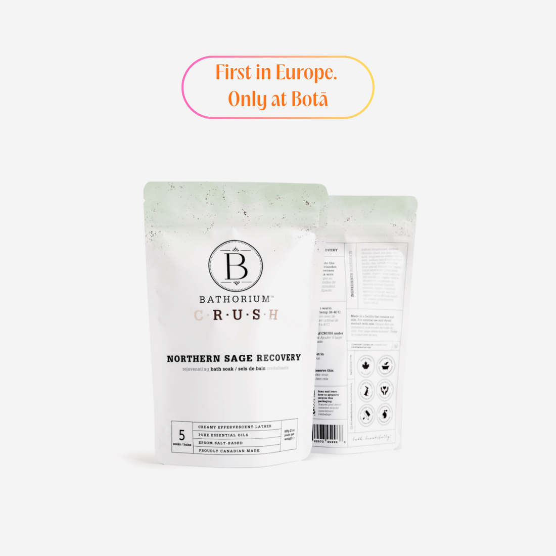Bathorium Crush northern sage recovery post-workout bath soak natural muscle relief self-care wellness detox Botā France UK