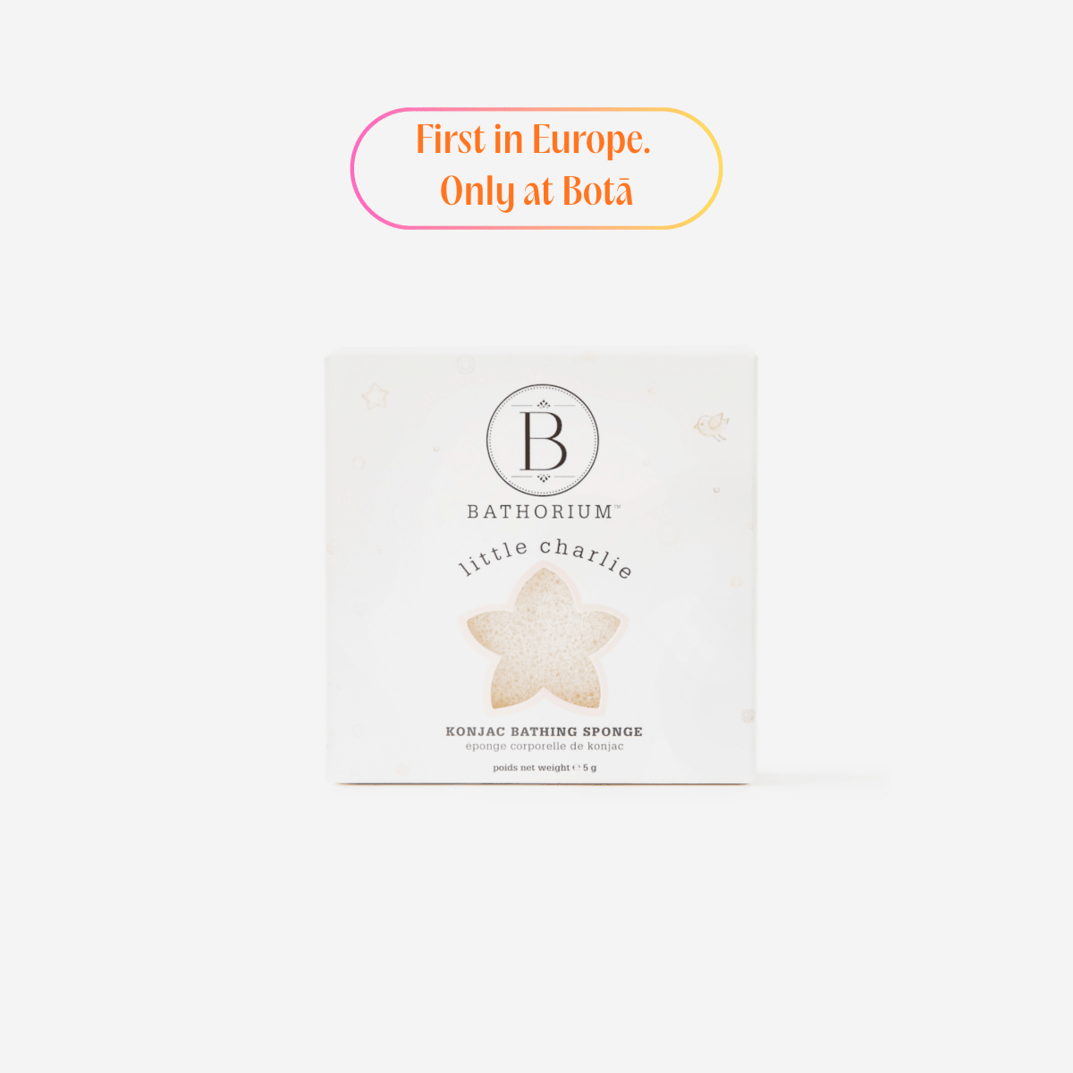 Natural facial cleansing sponge Little Charlie by Bathorium gentle exfoliating body bath sponge Botā France UK