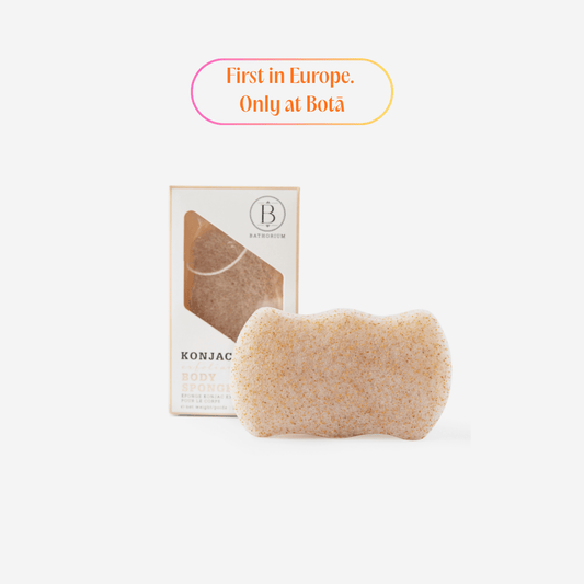 Bathorium Konjac Walnut Shell Exfoliating Body Sponge — natural dual-sided exfoliating body sponge | Botā