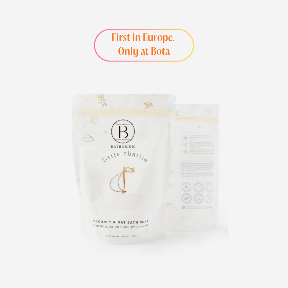 Bathorium Little Charlie natural baby bath soak newborn safe organic baby products soap-free Botā France UK